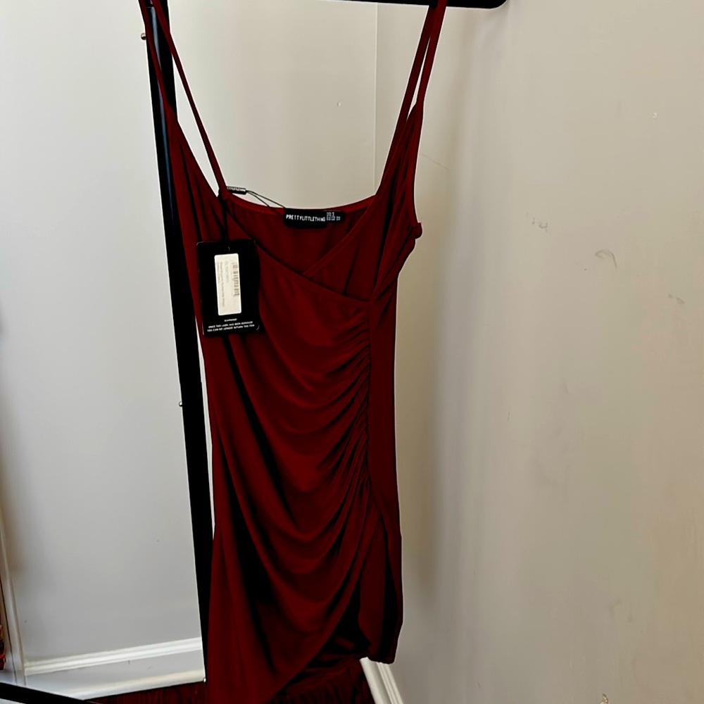 PrettyLittleThing Burgundy Mini Dress
